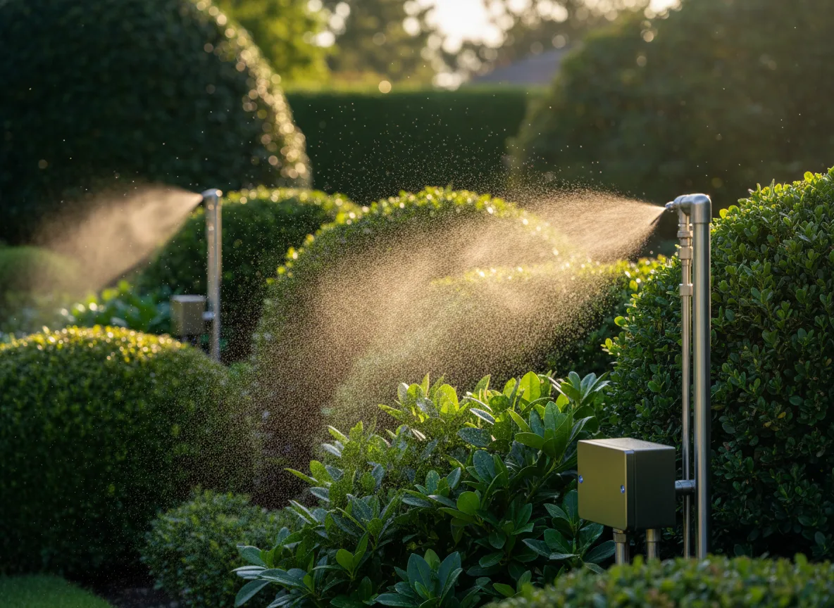 Fine mist spraying system in a premium garden